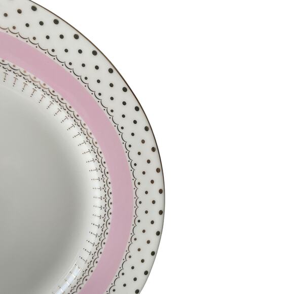 NEW Grace Teaware Fine Porcelain Salad Plates 8" Pink White Gold Dots Set of 4 - Picture 10 of 15